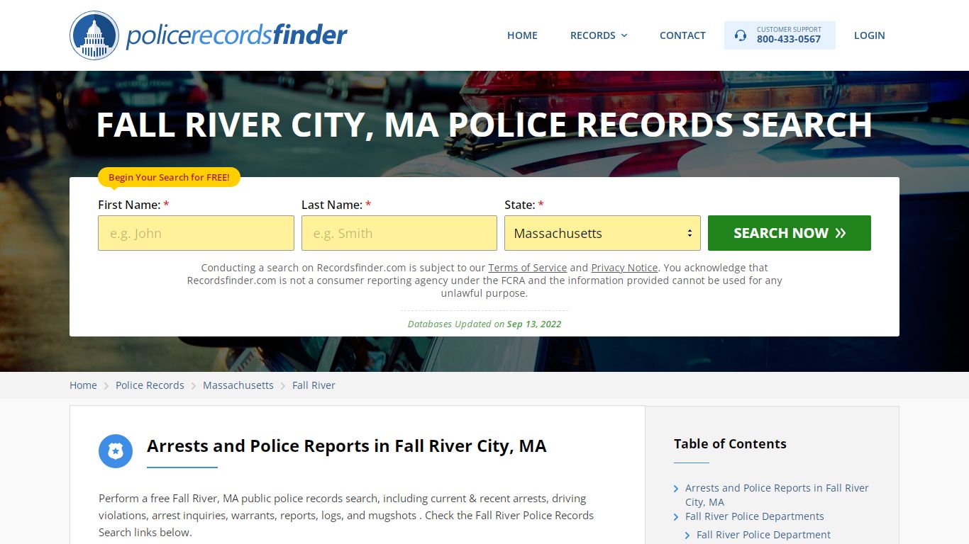 Fall River, Greenwood County, MA Police Reports & Police Department Records
