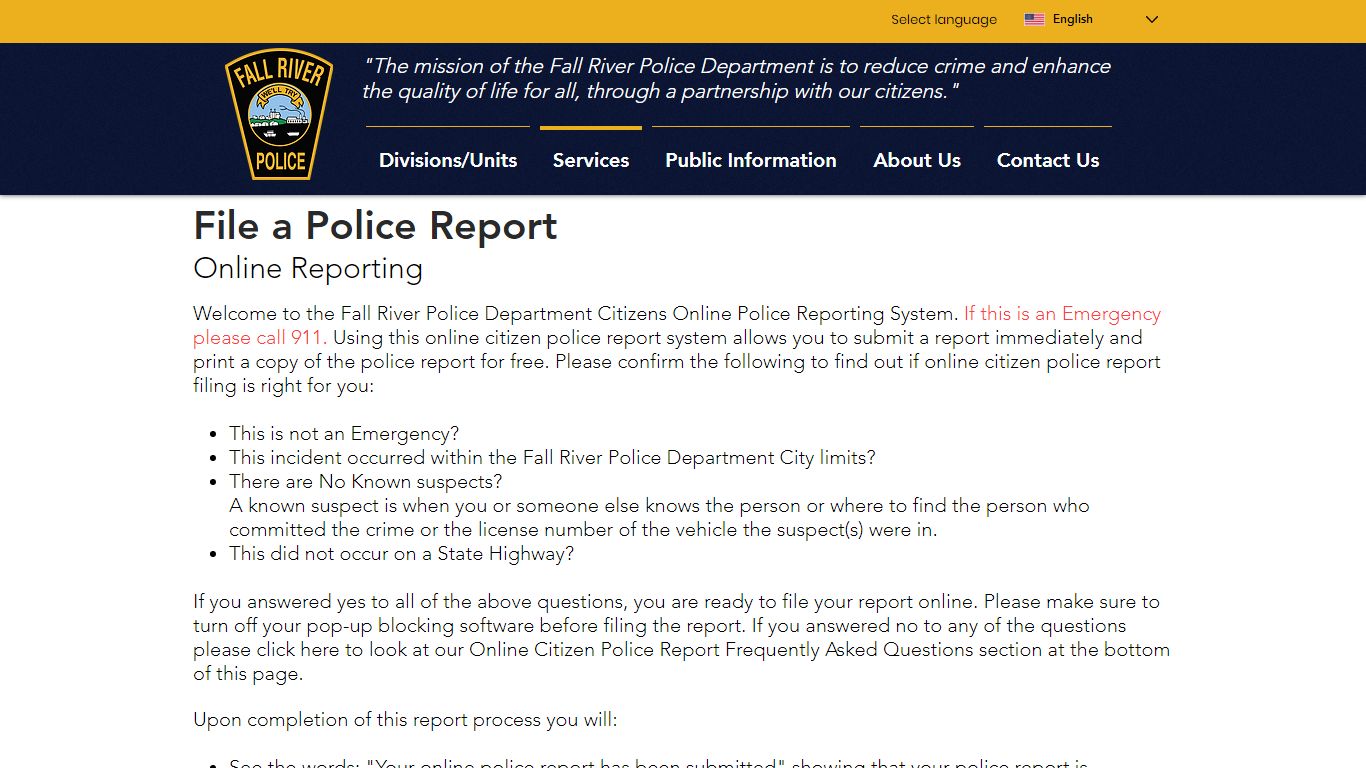 File a Police Report Online | FRPD