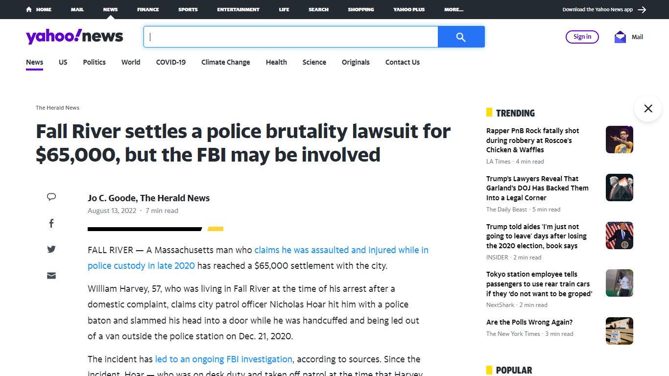 Fall River settles a police brutality lawsuit for $65,000, but the FBI ...